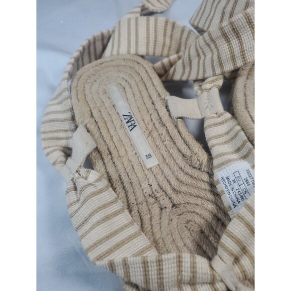 Zara Lace Up Striped Espadrille Sandals 38 , US 7.5  With dust bag - Picture 12 of 16